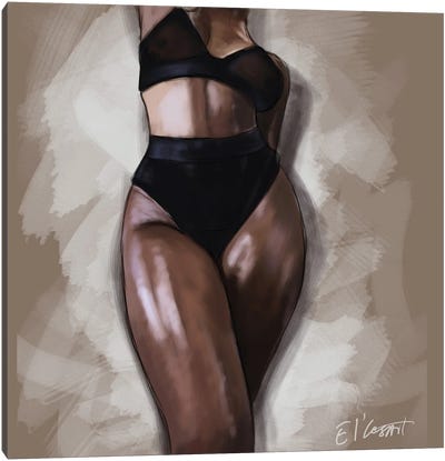 Black Woman Canvas Art Print - Erotic Art