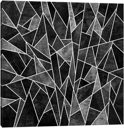 Shattered Sammansatt (Black) Canvas Art Print - Black & White Patterns