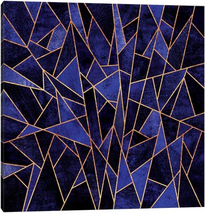 Shattered Sapphire Canvas Art Print - Abstract Shapes & Patterns