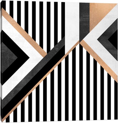 Stripe Combination Canvas Art Print - Mercurial Grays