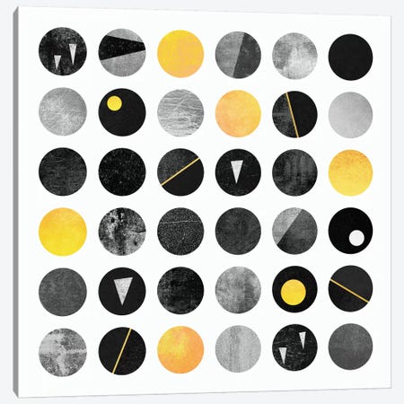 Black And Yellow Dots Canvas Print #ELF10} by Elisabeth Fredriksson Canvas Wall Art