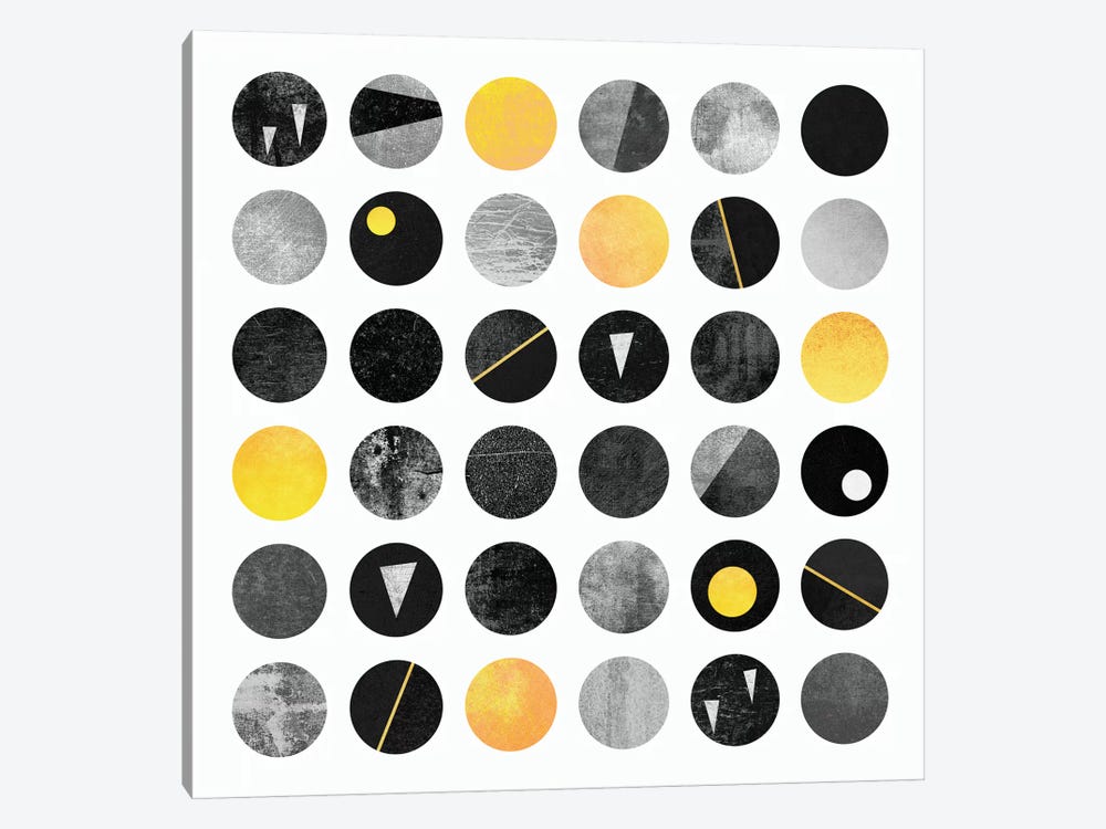 Black And Yellow Dots by Elisabeth Fredriksson 1-piece Canvas Artwork