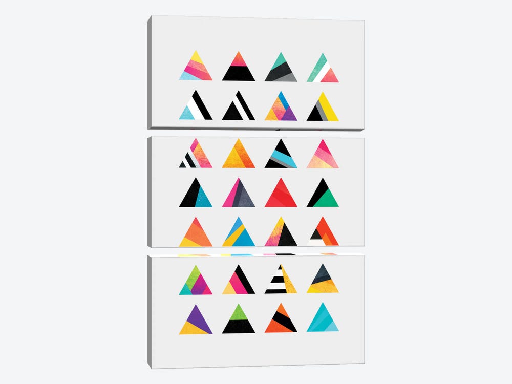 Triangle Variation by Elisabeth Fredriksson 3-piece Canvas Art Print