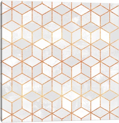 White Cubes Canvas Art Print - Patterns