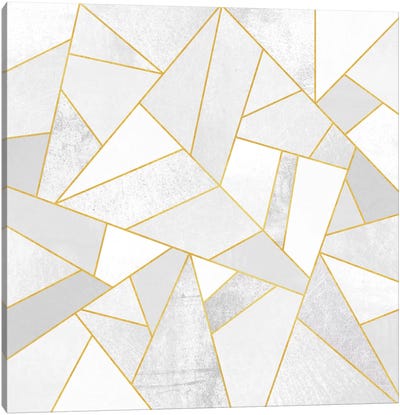 White Stone Canvas Art Print - Geometric Abstract Art