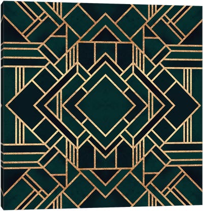 Art Deco II Canvas Art Print - Green with Envy