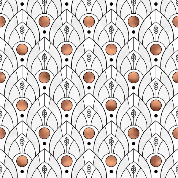 Ikat: Art Deco Leaves II by Elisabeth Fredriksson