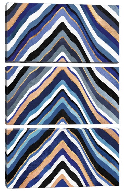Blue Slice Canvas Art Print - 3-Piece Decorative Art