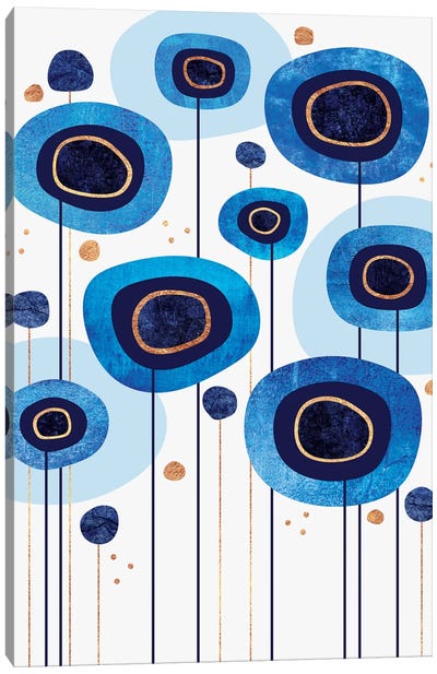 Floral Blues Canvas Art Print - Abstract Shapes & Patterns