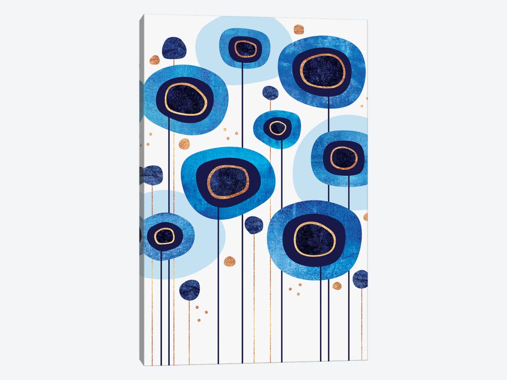 Floral Blues by Elisabeth Fredriksson 1-piece Canvas Art Print