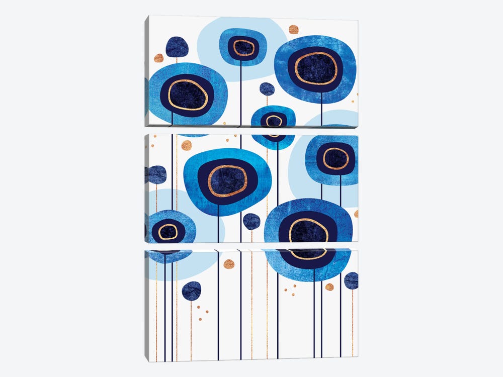 Floral Blues by Elisabeth Fredriksson 3-piece Canvas Art Print