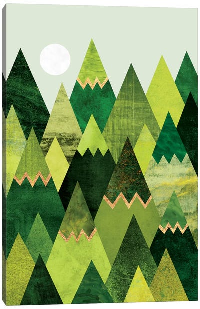 Forest Mountains Canvas Art Print - Evergreen & Burlap