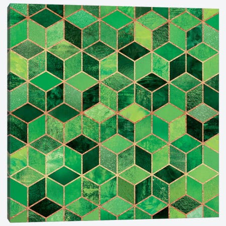 Green Cubes Canvas Print #ELF141} by Elisabeth Fredriksson Canvas Wall Art