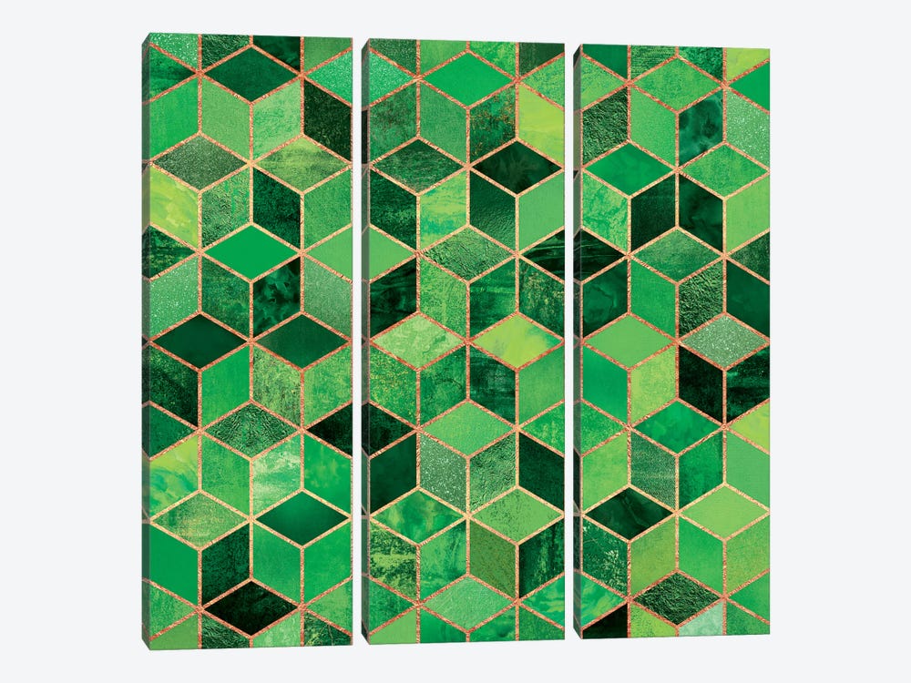 Green Cubes by Elisabeth Fredriksson 3-piece Art Print