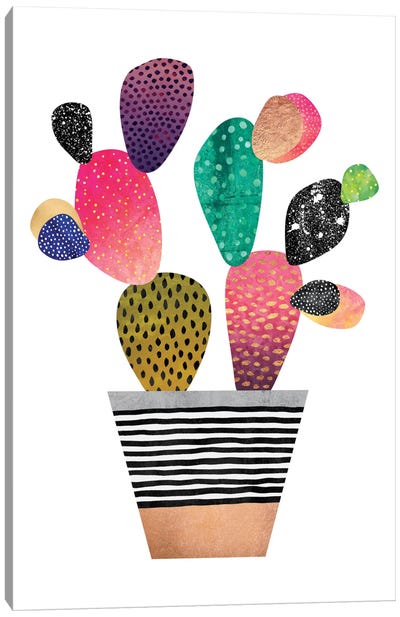 Happy Cactus Canvas Art Print - Jewel Tones