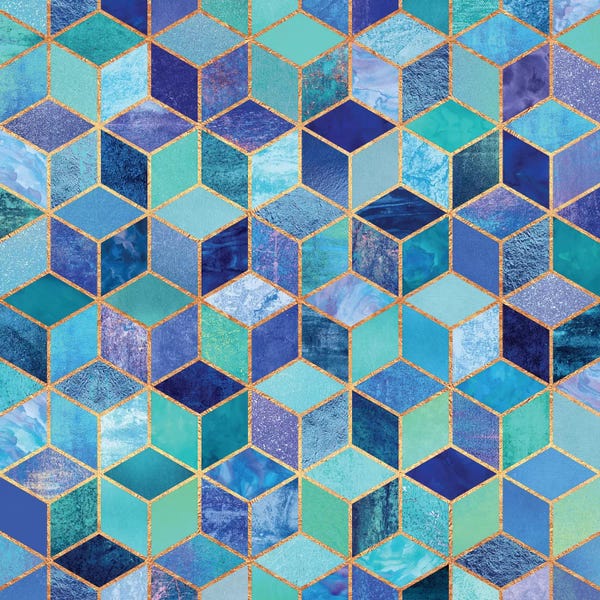 Geometric Patterns: Blue Cubes by Elisabeth Fredriksson
