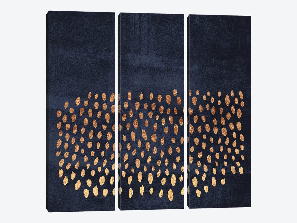 Pattern Play (Gold & Navy) by Elisabeth Fredriksson 3-piece Canvas Wall Art