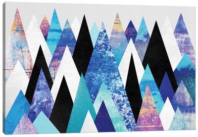 Blue Peaks Canvas Art Print - Geometric Abstract Art