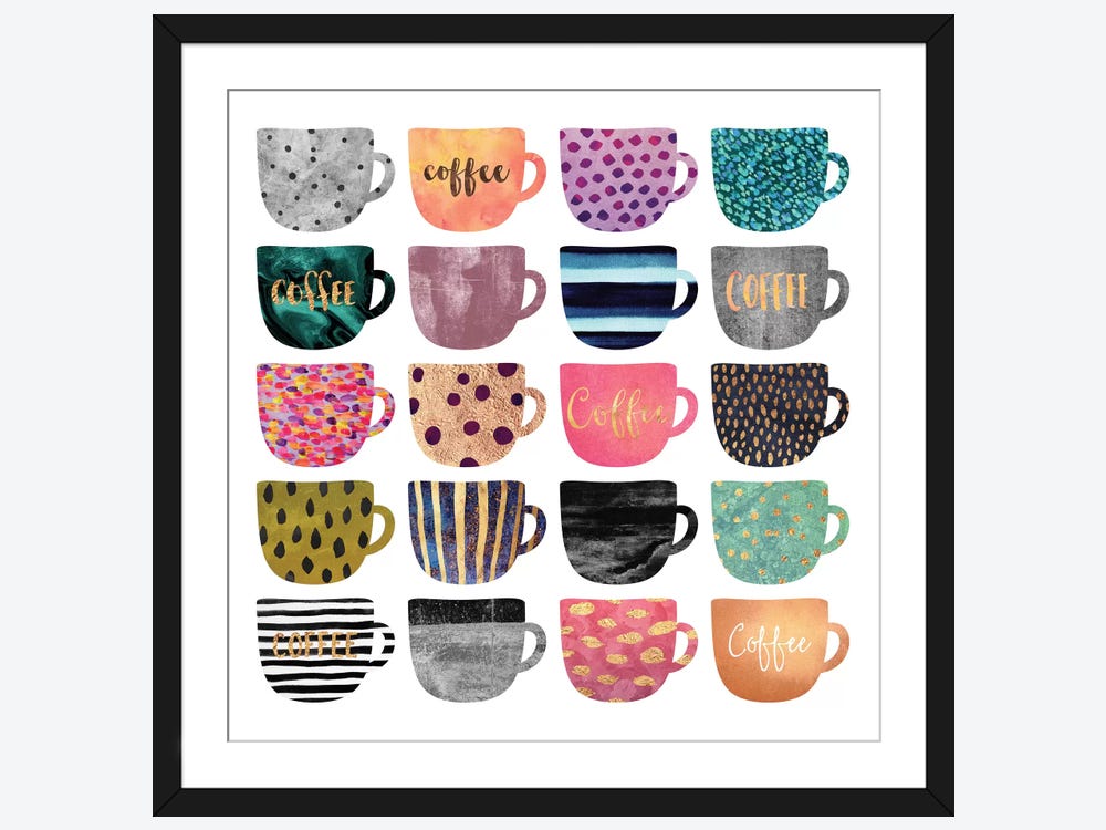 Pretty Coffee Cups Art Print by Elisabeth Fredriksson