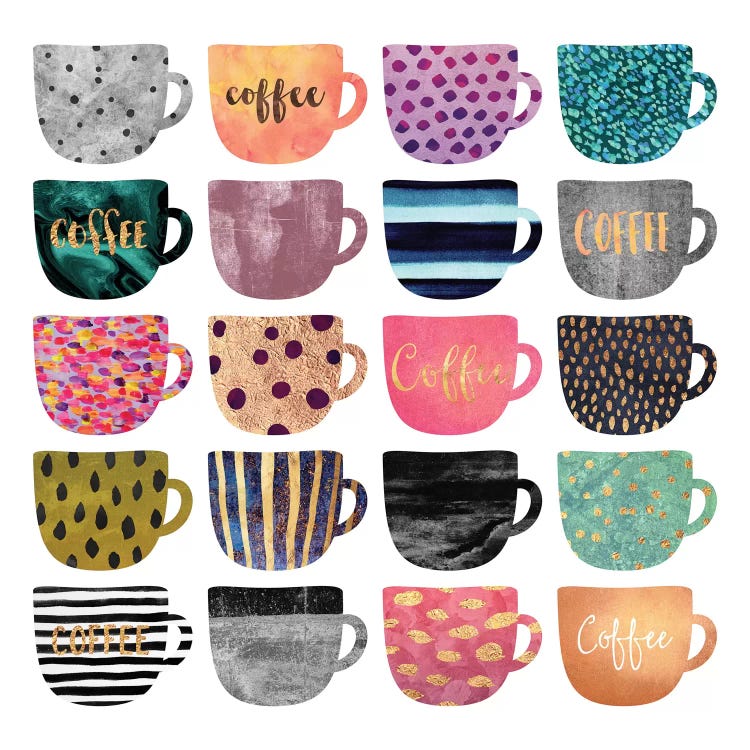 Pretty Coffee Cups by Elisabeth Fredriksson wall art