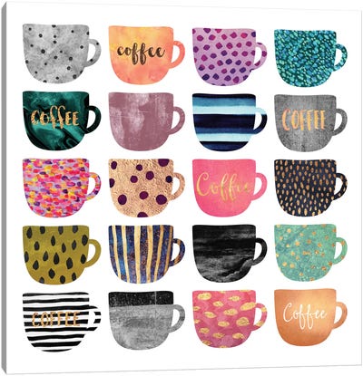 Pretty Coffee Cups Canvas Art Print - Patterns