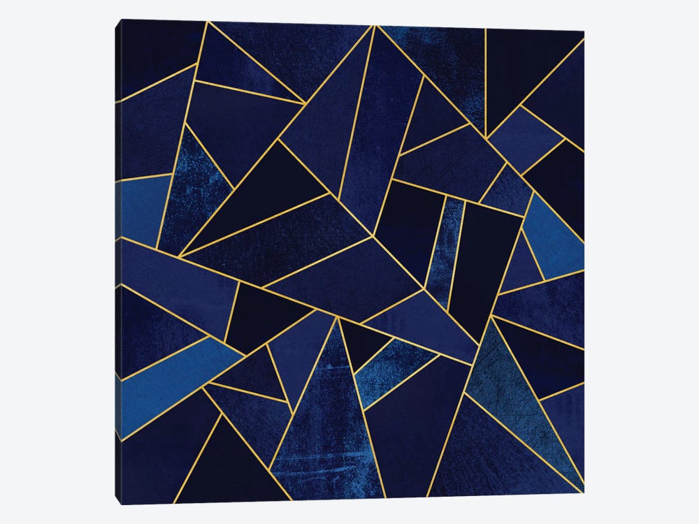 Blue Stone With Gold Lines by Elisabeth Fredriksson 1-piece Canvas Art