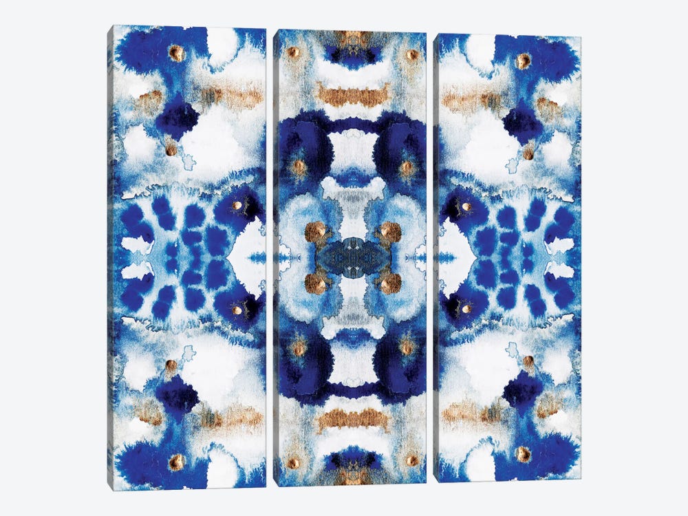 Symmetric Blue by Elisabeth Fredriksson 3-piece Canvas Art