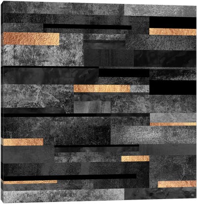 Urban Black And Gold Canvas Art Print - Abstract Shapes & Patterns