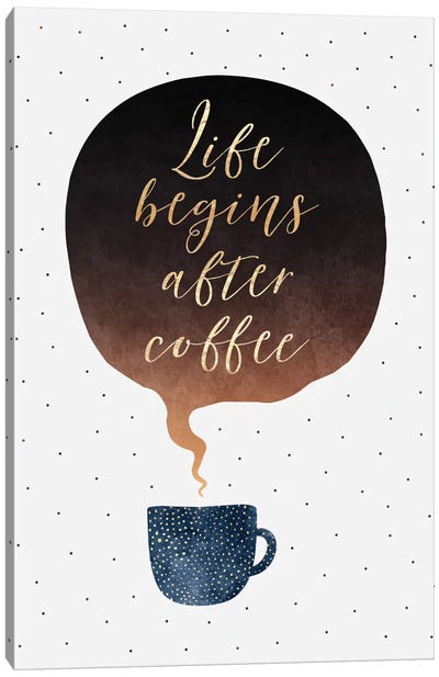 Life Begins After Coffee Canvas Art Print - Minimalist Quotes