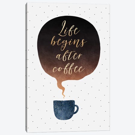 Life Begins After Coffee Canvas Print #ELF197} by Elisabeth Fredriksson Canvas Art