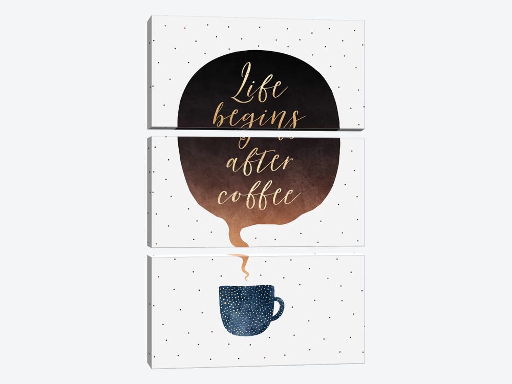 Life Begins After Coffee by Elisabeth Fredriksson 3-piece Canvas Art