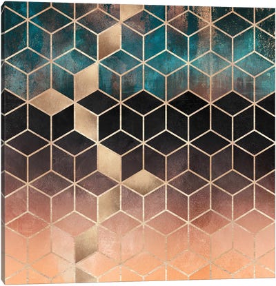Ombre Dream Cubes Canvas Art Print - Coral in Focus 
