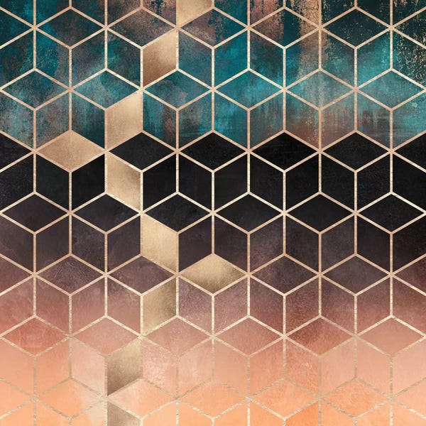 Large Modern Art - Canvas Prints: Ombre Dream Cubes by Elisabeth Fredriksson