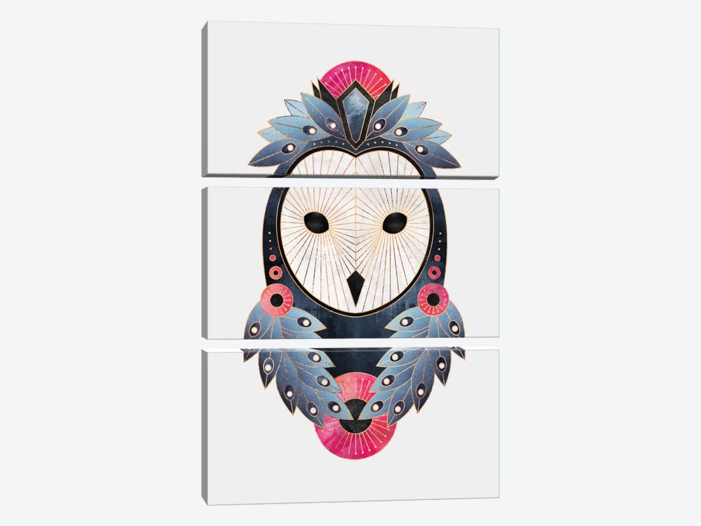 Owl II by Elisabeth Fredriksson 3-piece Canvas Wall Art