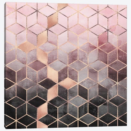 Pink And Grey Cubes Canvas Print #ELF203} by Elisabeth Fredriksson Art Print