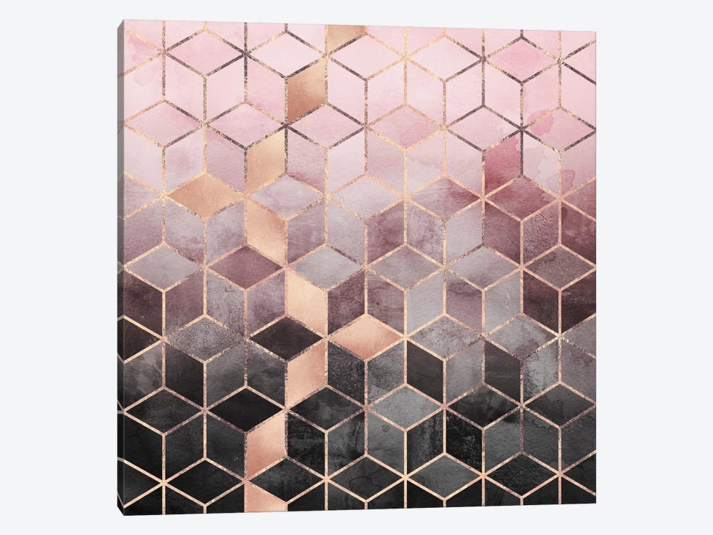 Pink And Grey Cubes by Elisabeth Fredriksson 1-piece Canvas Art Print