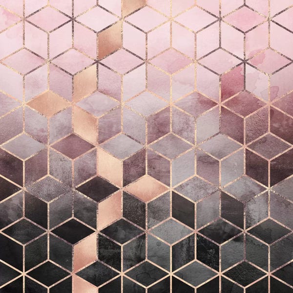 Black & Pink: Pink And Grey Cubes by Elisabeth Fredriksson