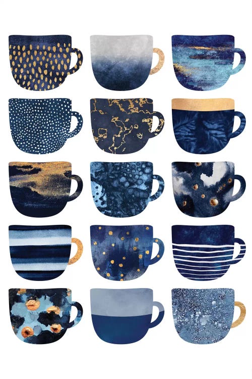 Pretty Blue Coffee Cups I