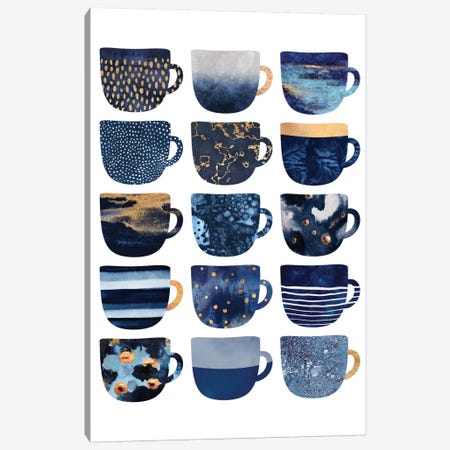 Pretty Blue Coffee Cups I Canvas Print #ELF204} by Elisabeth Fredriksson Canvas Wall Art