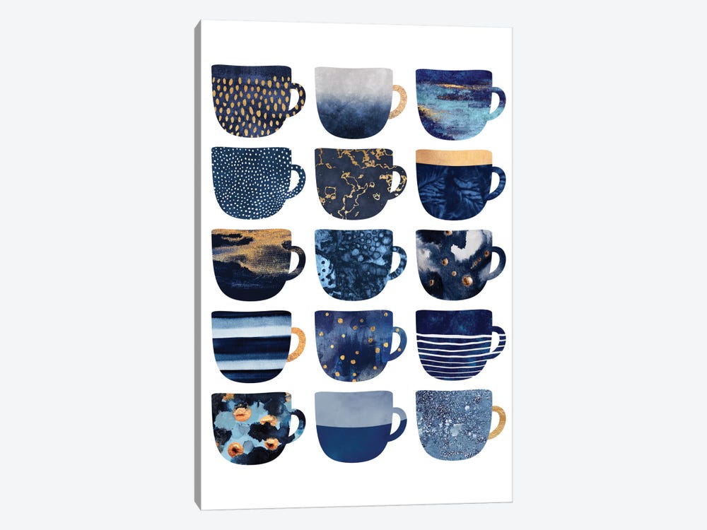 Pretty Blue Coffee Cups I by Elisabeth Fredriksson 1-piece Canvas Artwork