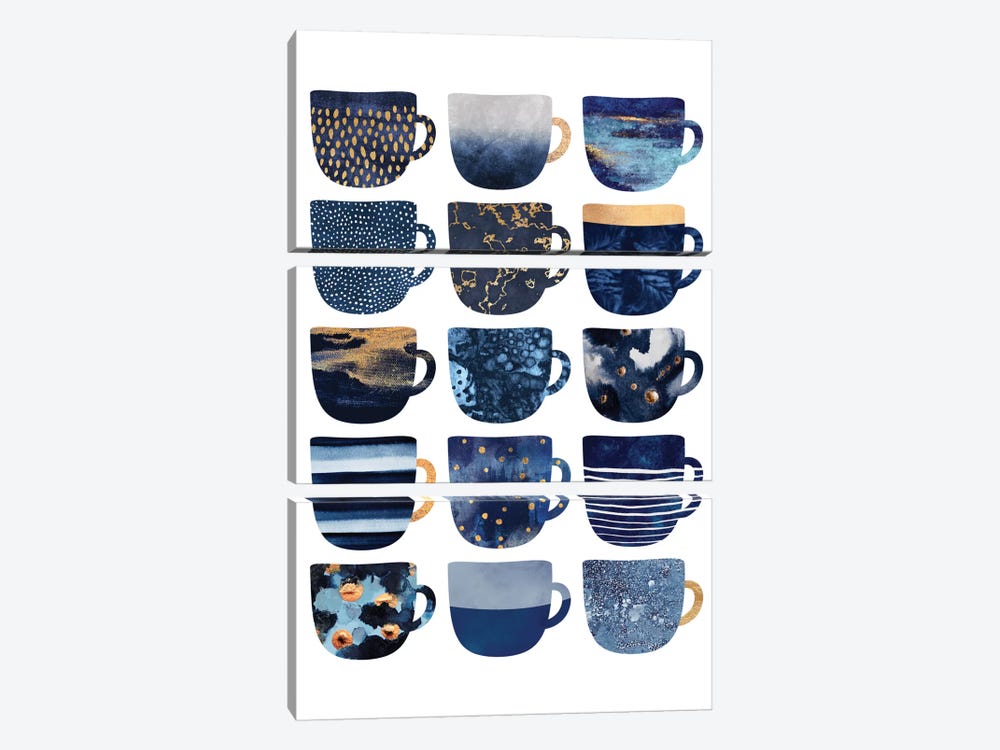 Pretty Blue Coffee Cups I by Elisabeth Fredriksson 3-piece Canvas Art