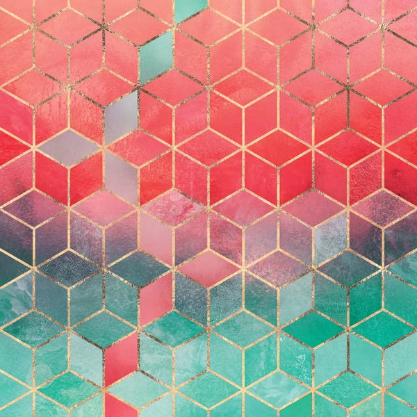 Elisabeth Fredriksson: Rose And Turquoise Cubes by Elisabeth Fredriksson