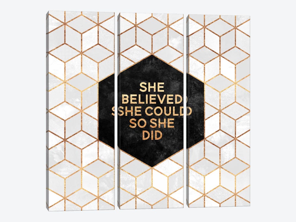 She Believed She Could So She Did by Elisabeth Fredriksson 3-piece Canvas Wall Art