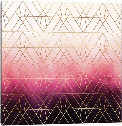 Art Deco Triangle Ombre Canvas Art Print - Black & Pink Art