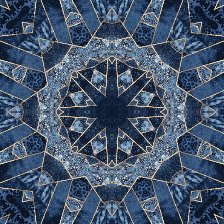 Geometric Blue Mandala by Elisabeth Fredriksson wall art