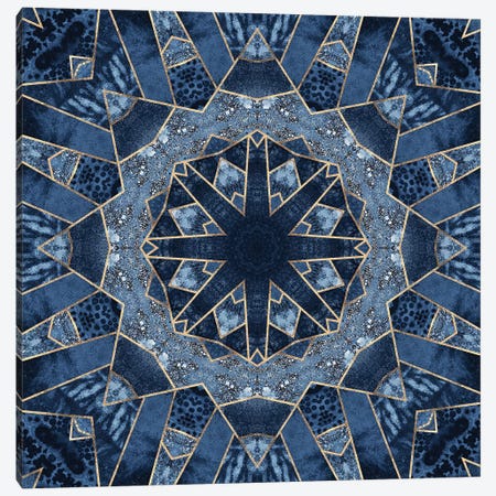 Geometric Blue Mandala Canvas Print #ELF219} by Elisabeth Fredriksson Canvas Art