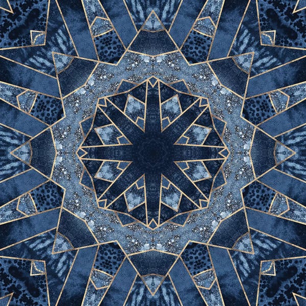 Global Patterns: Geometric Blue Mandala by Elisabeth Fredriksson