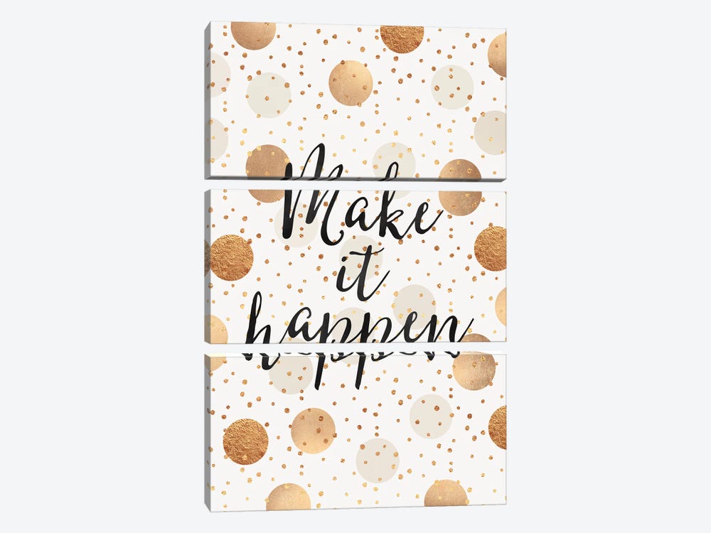 Make It Happen - Gold Dots by Elisabeth Fredriksson 3-piece Art Print
