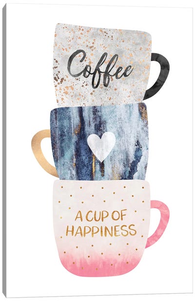A Cup Of Happiness Canvas Art Print - Minimalist Kitchen Art