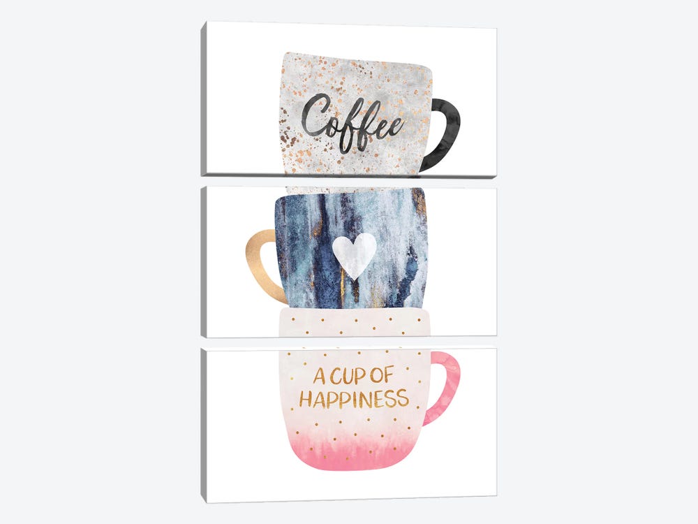A Cup Of Happiness by Elisabeth Fredriksson 3-piece Canvas Art Print